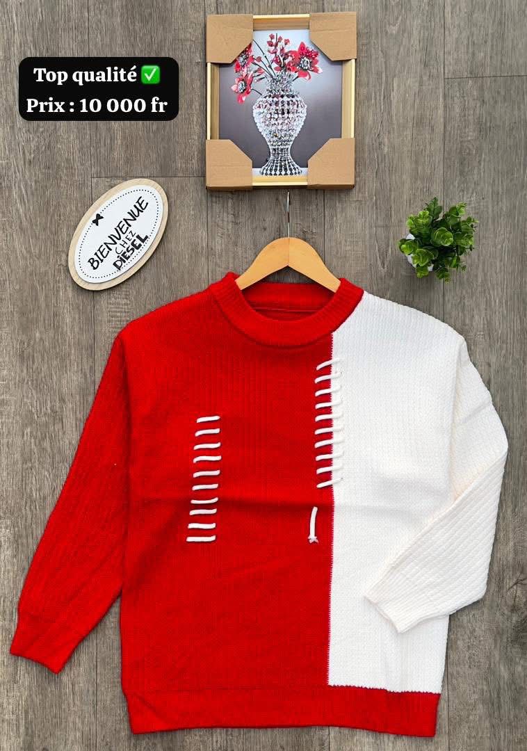 PULL VERT BLANC A MOTIF