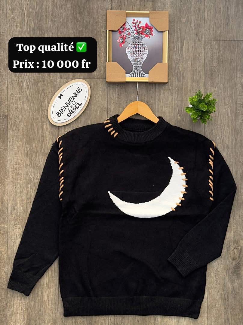 PULL VERT BLANC A MOTIF